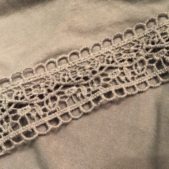 Xhilaration flutter sleeve high ruffle neck upper bodice tucking and crochet hem - Picture 11 of 11